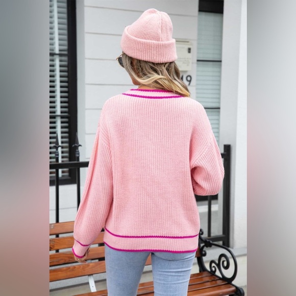 Waffle Knit V-Neck Cardigan with Pocket - Picture 2 of 12